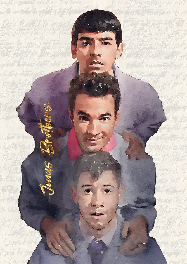 Jonas Brothers - Üç Kardeş Suluboya metal tablo