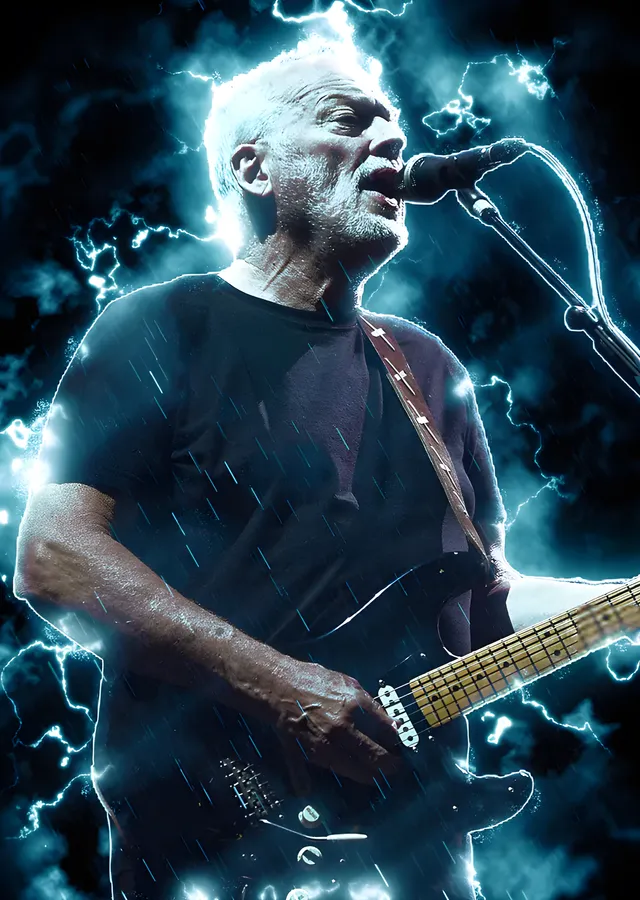 David Gilmour - Şimşekli Gitar Solosu metal tablo