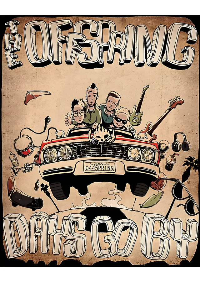 The Offspring - Days Go By Karikatür Araba metal tablo