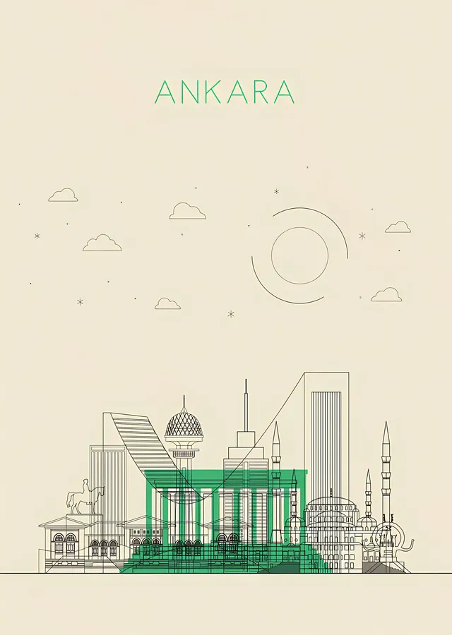 Ankara - Çizgi Silueti metal tablo