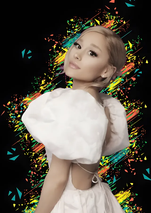 Ariana Grande - Renkli Sıçramalar metal tablo