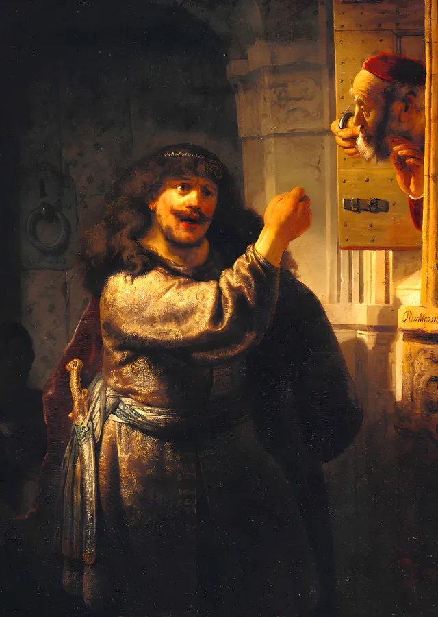 Samson Kayınpederini Tehdit Ediyor - Rembrandt metal tablo