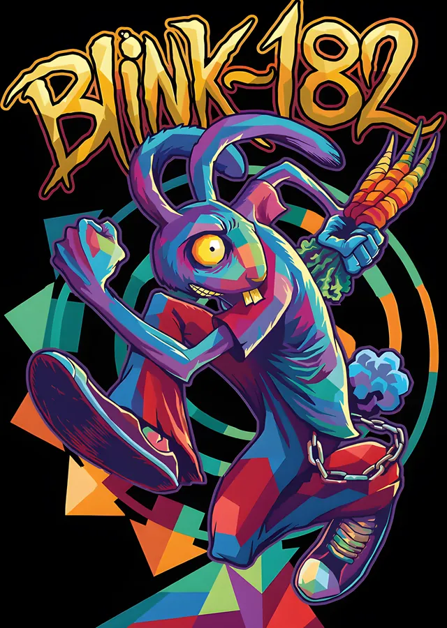 Blink-182 - Renkli Geometrik Tavşan metal tablo