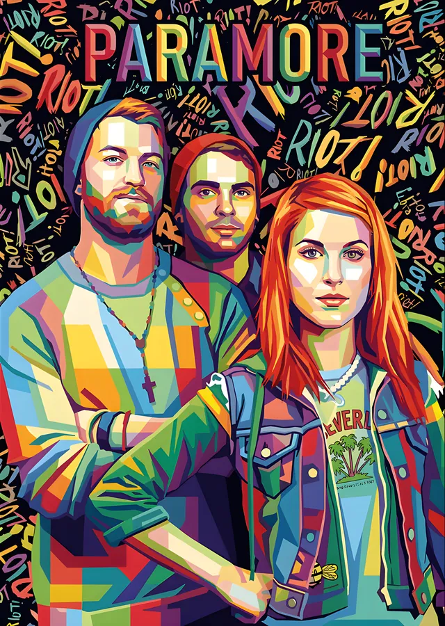 Paramore - Renkli Riot Kolajı metal tablo
