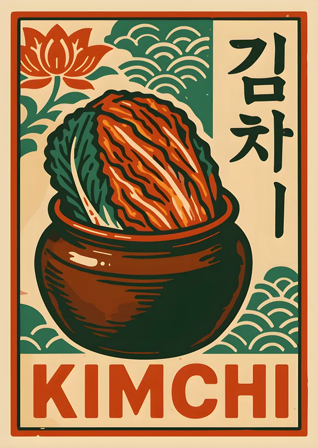 Kimchi - Kore Mutfağı Afişi metal tablo