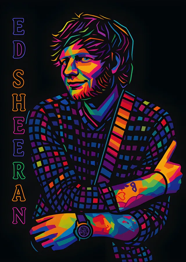Ed Sheeran - Mozaik Renkli Portre metal tablo