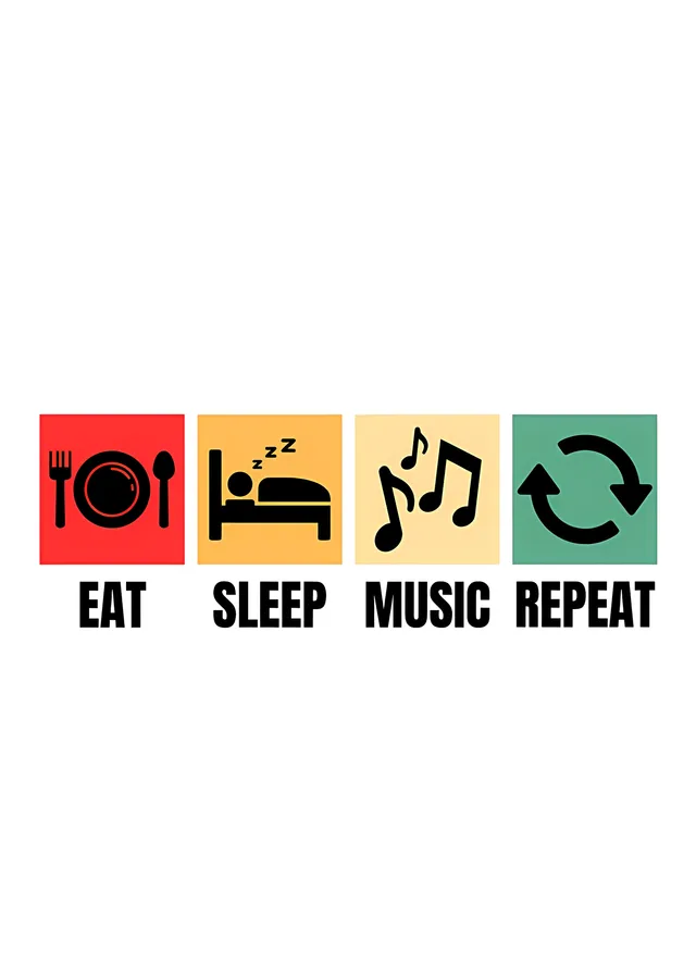 Eat Sleep Music Repeat metal tablo