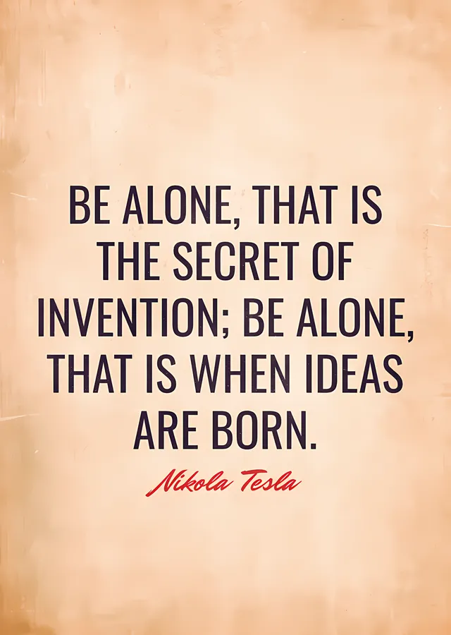 Nikola Tesla - Yalnızlık ve Fikir metal tablo