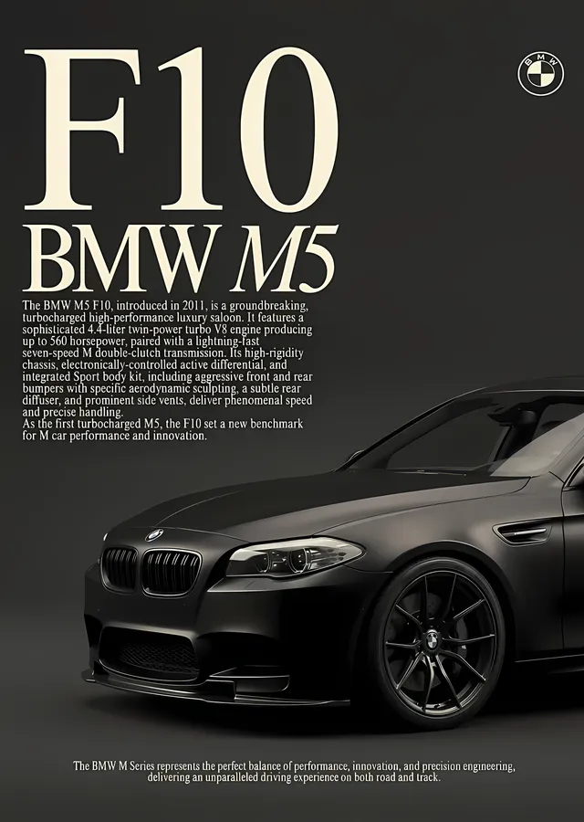 BMW M5 F10 · Yakın Plan Mat Gövde metal tablo