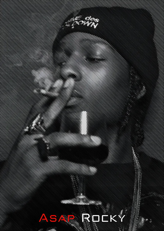 ASAP Rocky - Siyah Beyaz Yakın Portre metal tablo