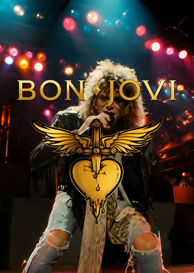 Bon Jovi - Sahnede Amblemli Kare metal tablo