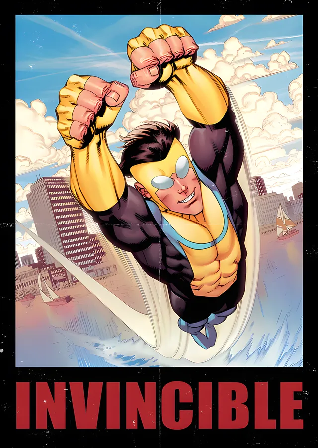 Invincible - Retro Çizgi Roman Kapağı metal tablo