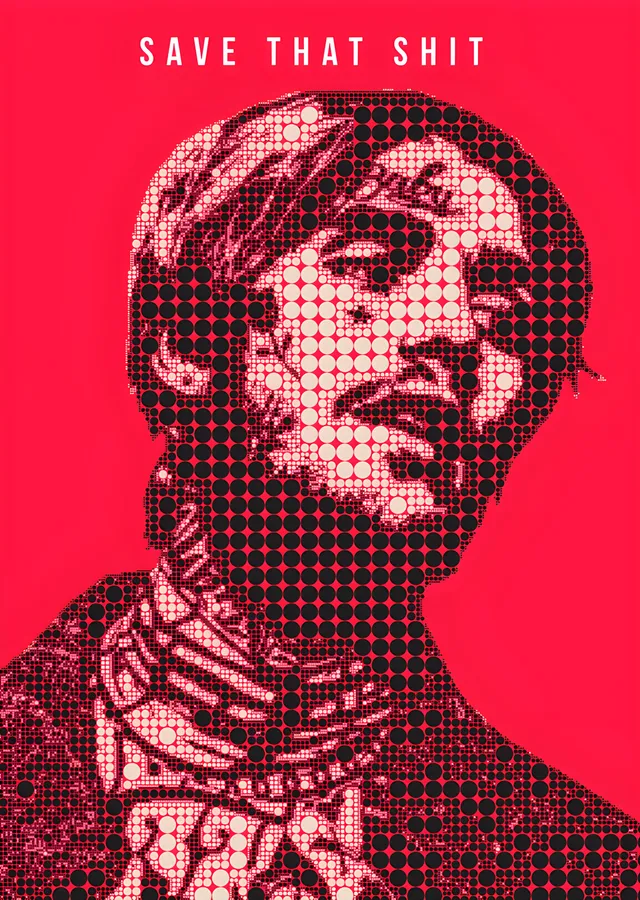 Lil Peep - Kırmızı Halftone Portre metal tablo