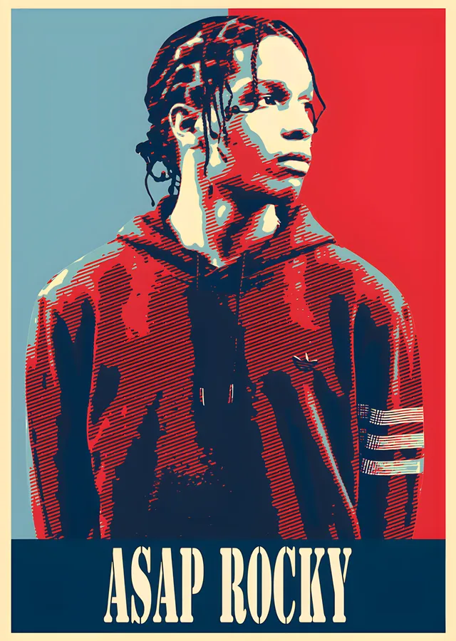 ASAP Rocky - Kırmızı Kapüşonlu Poster metal tablo