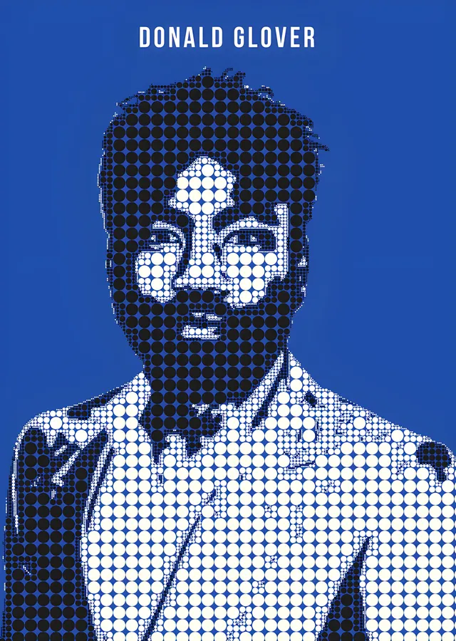Donald Glover - Mavi Halftone Portre metal tablo