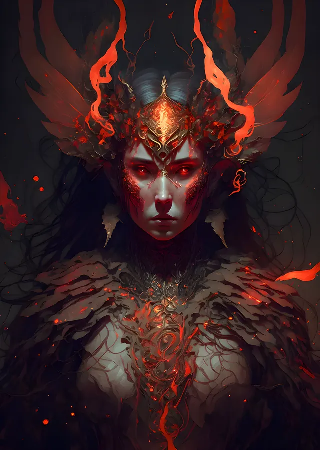 Kızıl Kanatlı Karanlık Kraliçe metal tablo