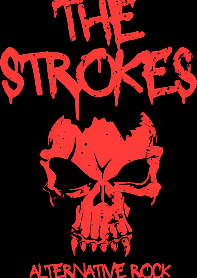The Strokes - Kırmızı Kuru Kafa Grafiği metal tablo