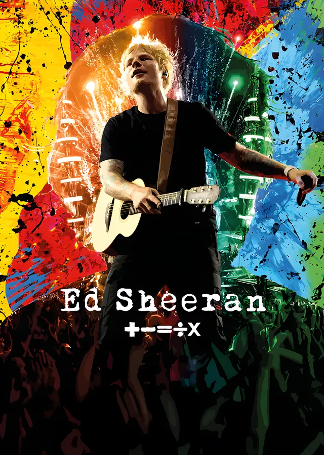 Ed Sheeran - Renk Sıçramalı Sahne Afişi metal tablo