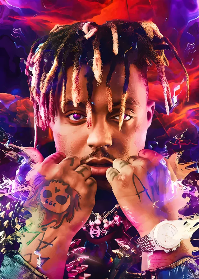 Juice WRLD - Mor Alevli Portre metal tablo