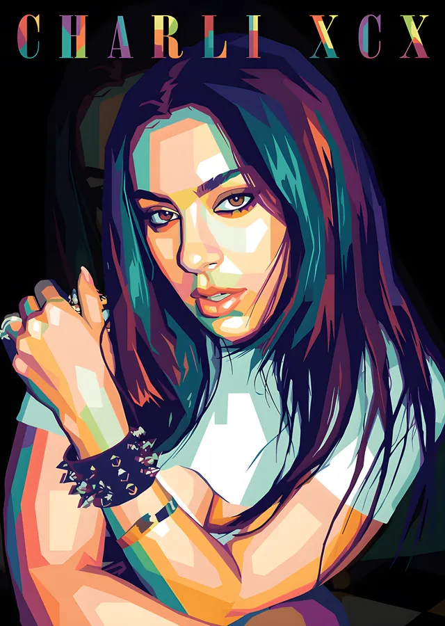 Charli XCX - Renk Bloklu Portre metal tablo