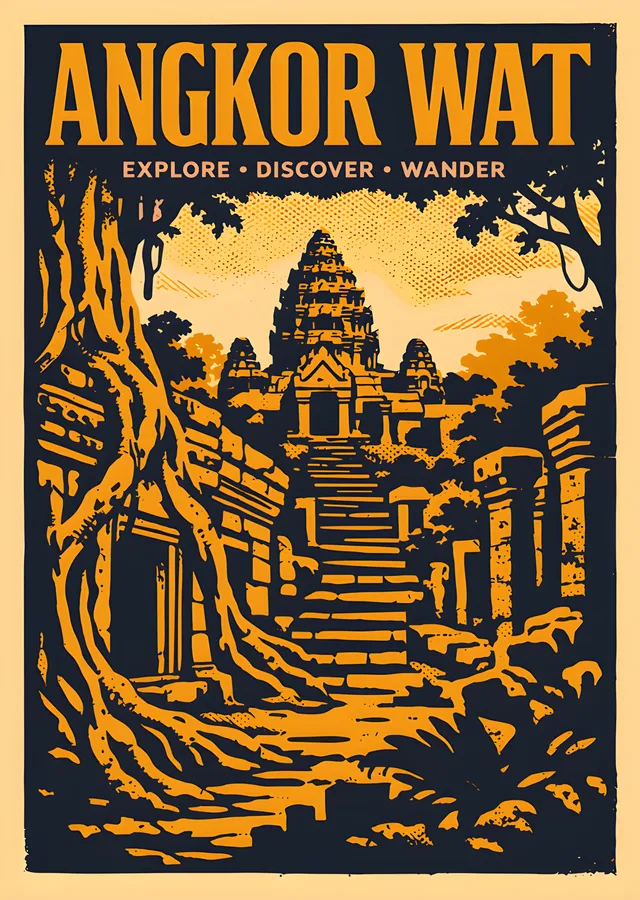 Angkor Wat - Explore Discover Wander metal tablo