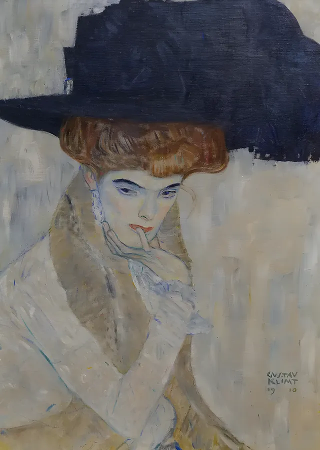 Gustav Klimt - Şapkalı Kadın metal tablo