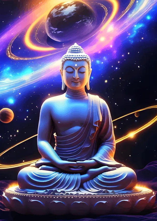 Uzayda Buda metal tablo