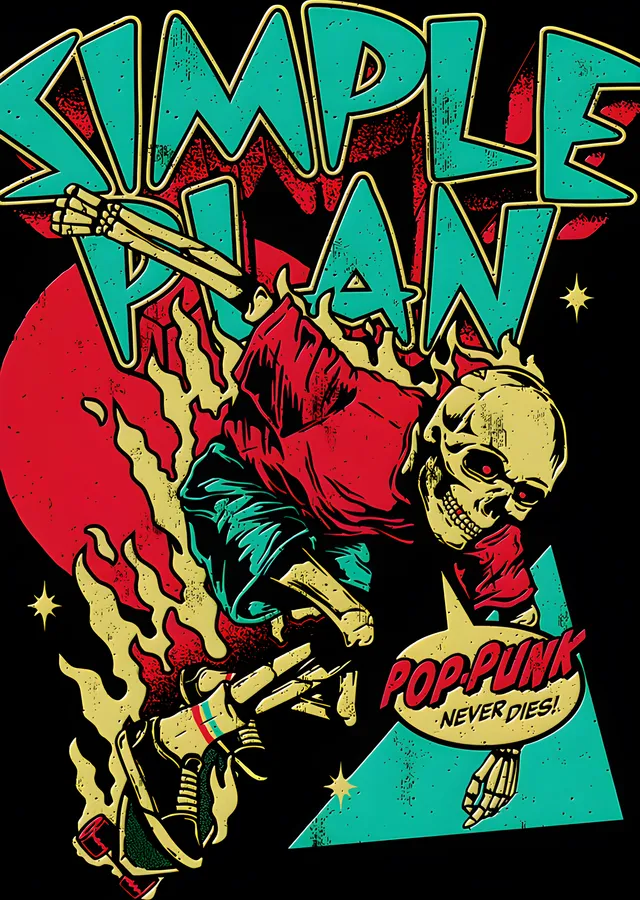 Simple Plan - Kaykaycı İskelet metal tablo