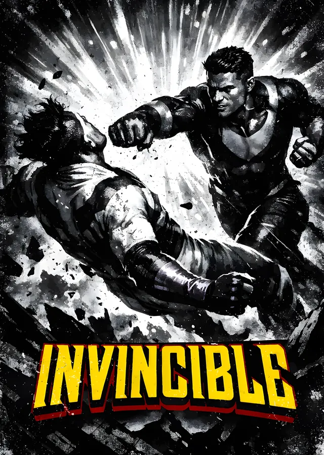 Invincible - Mürekkep Sıçramalı Kavga metal tablo