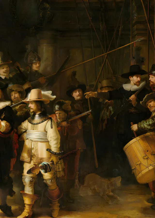 Gece Devriyesi - Sarı Kaftanlı Teğmen - Rembrandt metal tablo