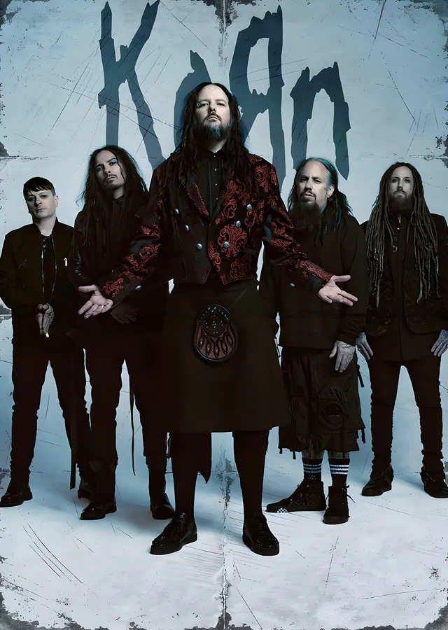 Korn - Beyaz Fonda Grup Karesi metal tablo