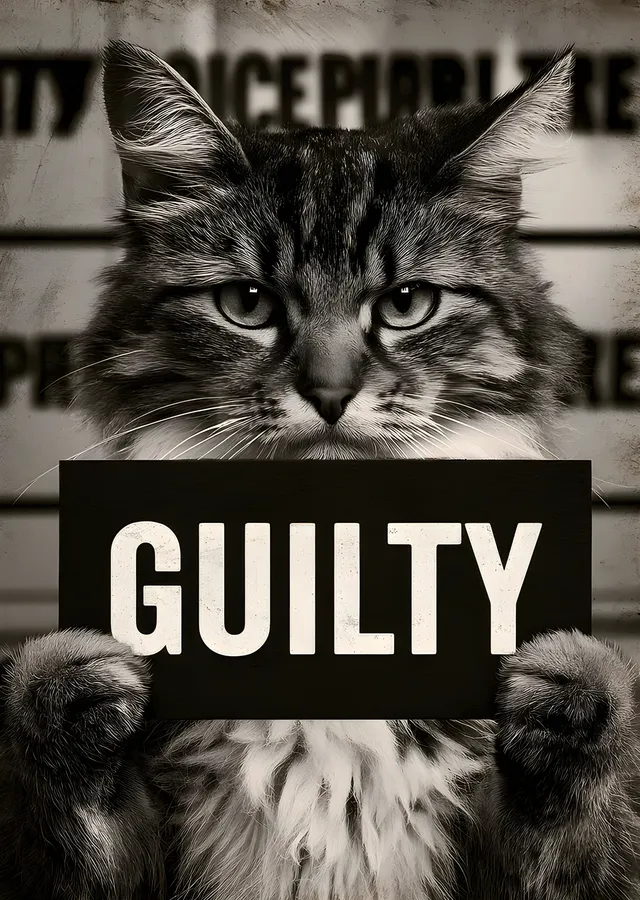 Guilty - Suçlu Kedi metal tablo