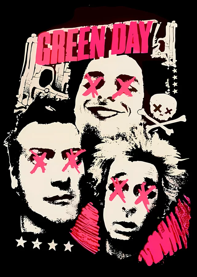 Green Day - Çarpı Gözlü Üçlü metal tablo