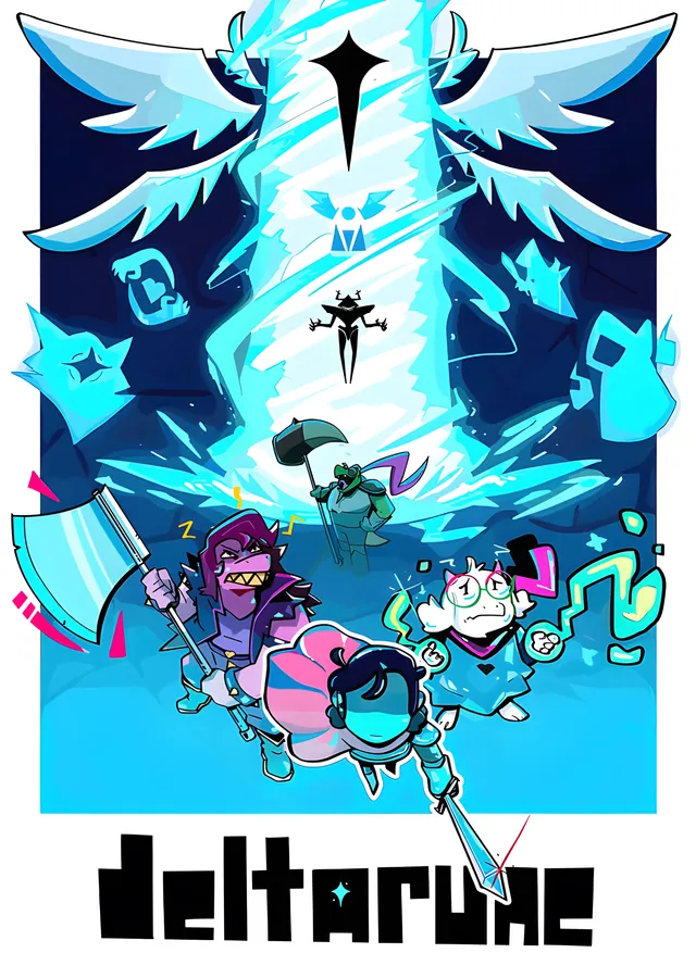 Deltarune - Kanatlı Amblem ve Kadro metal tablo