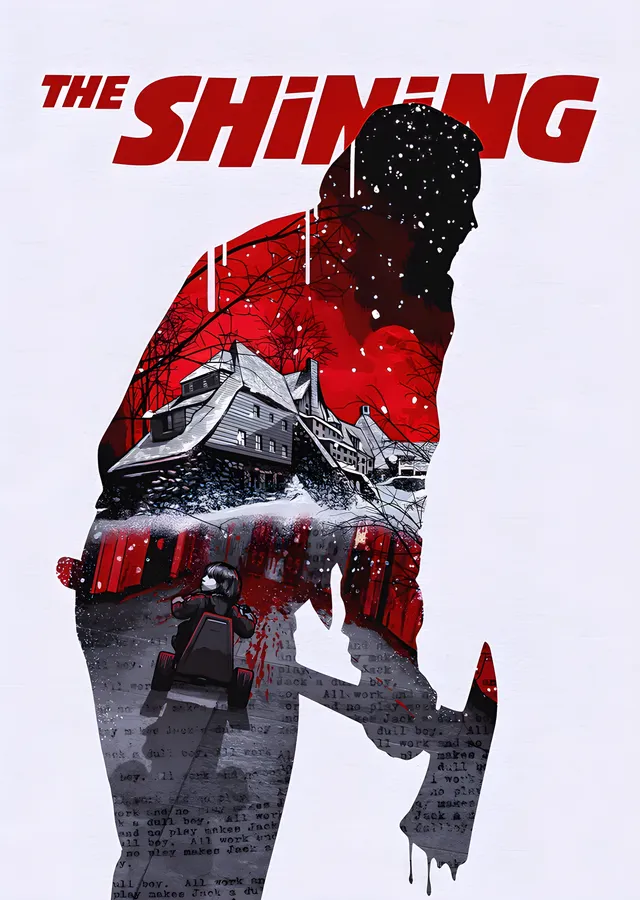 The Shining: Kırmızı Tipografik Figür metal tablo