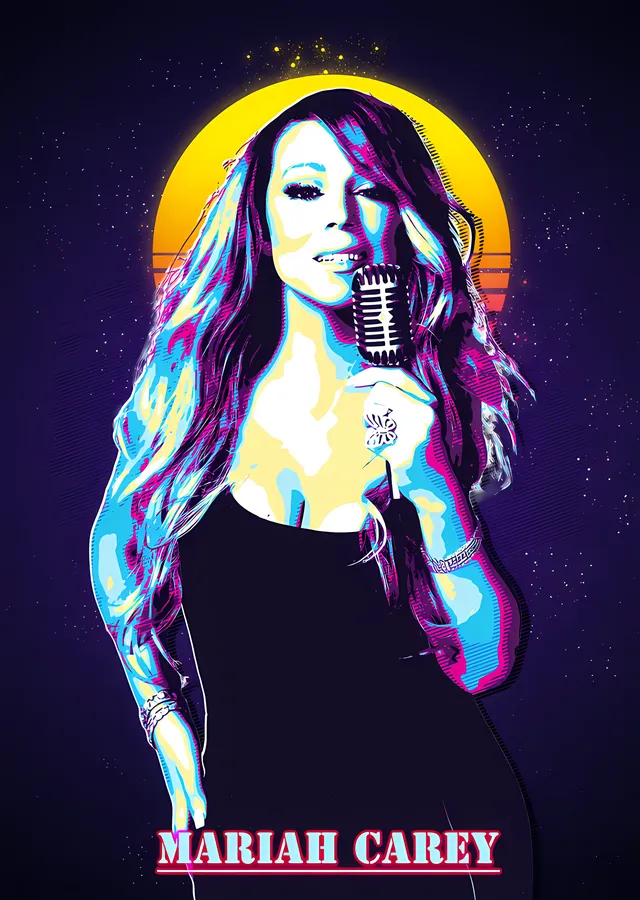 Mariah Carey - Sarı Halede Mikrofon metal tablo