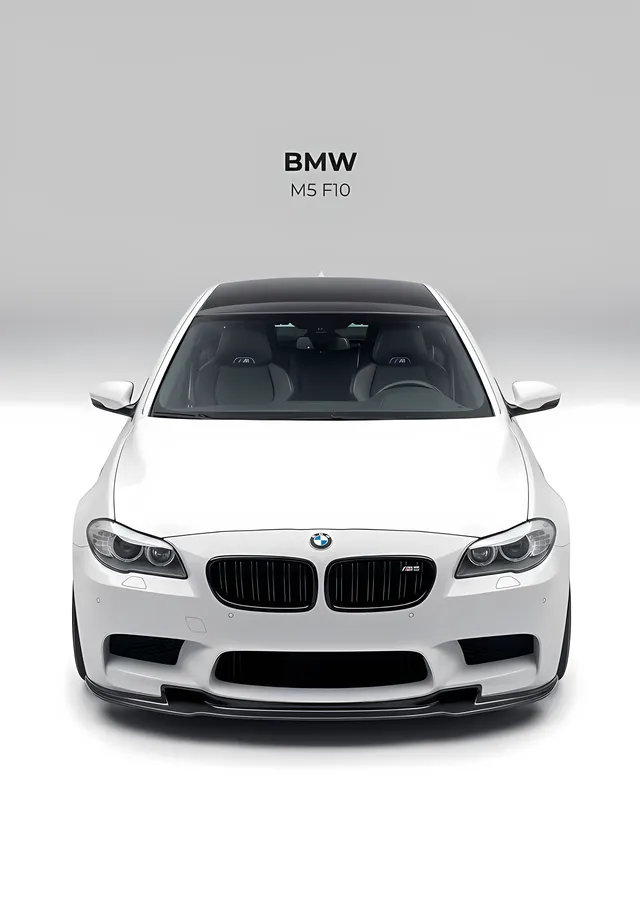 BMW M5 F10 · Beyaz Üstüne Beyaz metal tablo