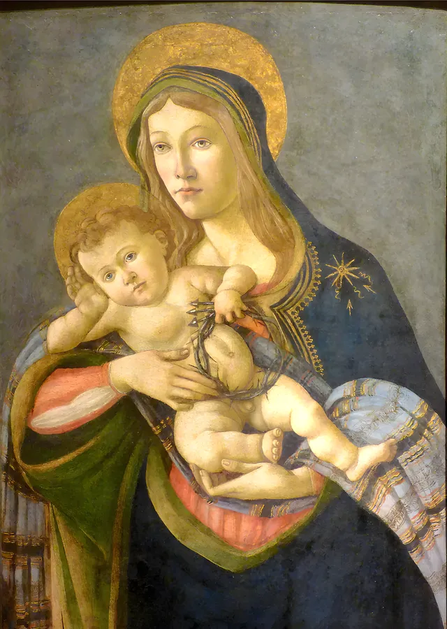 Botticelli - Altın Haleli Madonna metal tablo