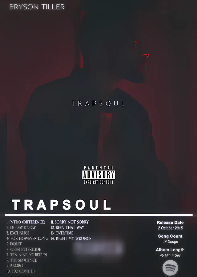 Bryson Tiller - Trapsoul metal tablo