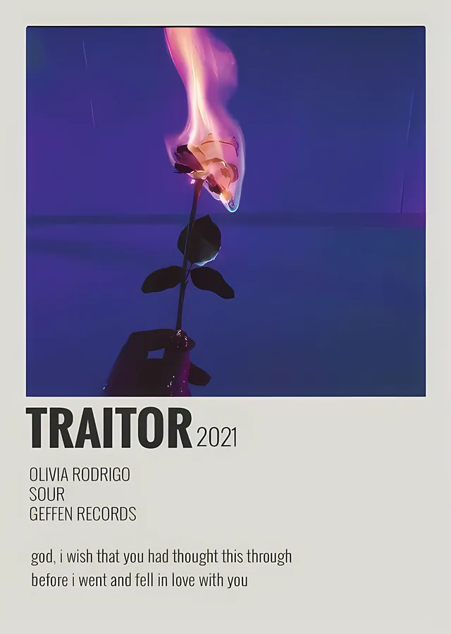 Traitor - Yanan Gül metal tablo