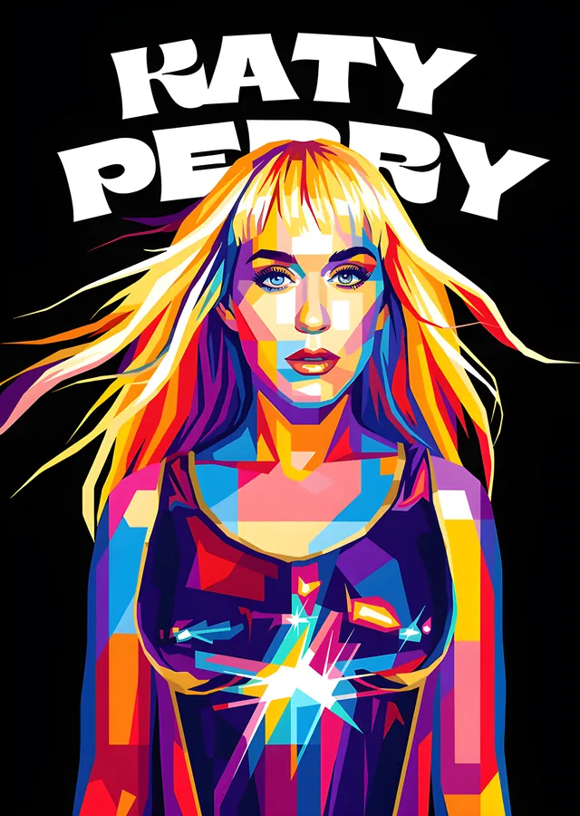 Katy Perry: Renkli Grafik metal tablo