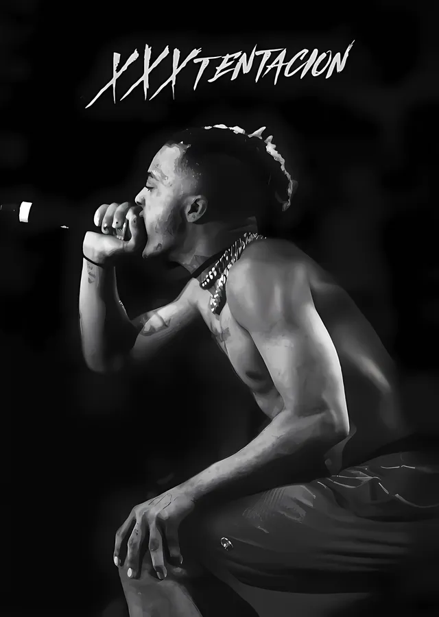 XXXTentacion - Siyah Beyaz Portre metal tablo