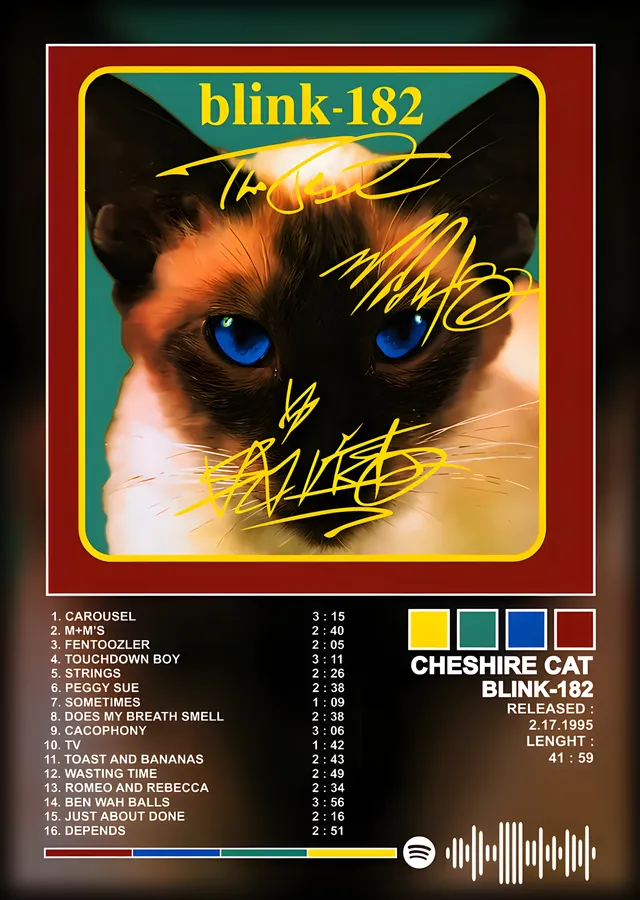 Blink-182 - Cheshire Cat Künyesi metal tablo
