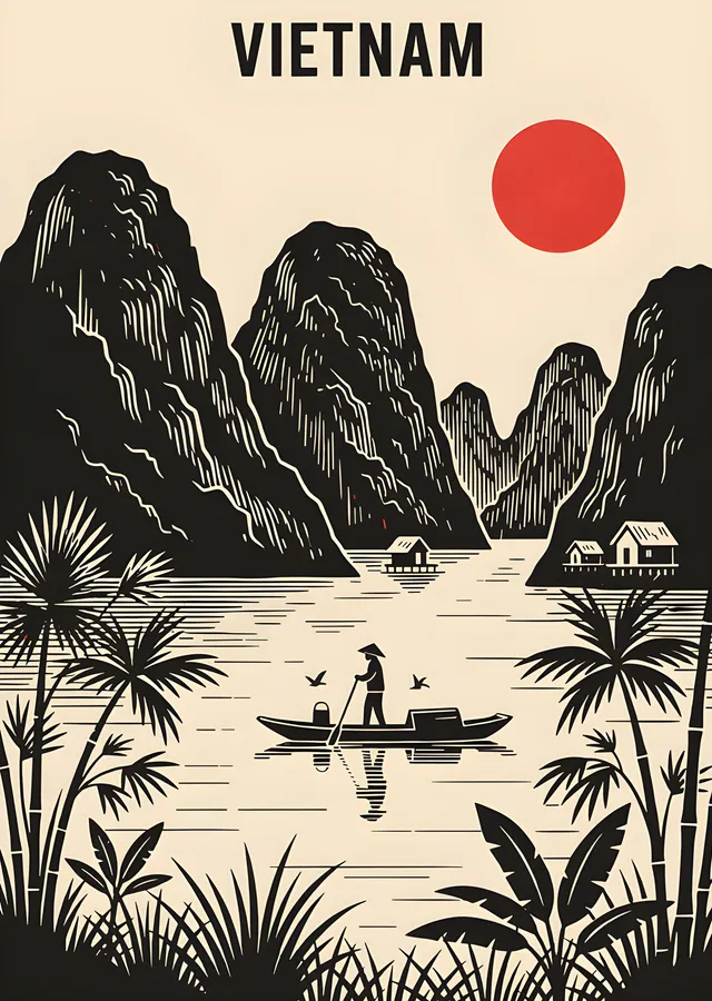 Vietnam - Halong Körfezi metal tablo