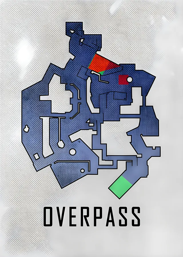 Counter-Strike Overpass - Mavi Plan metal tablo