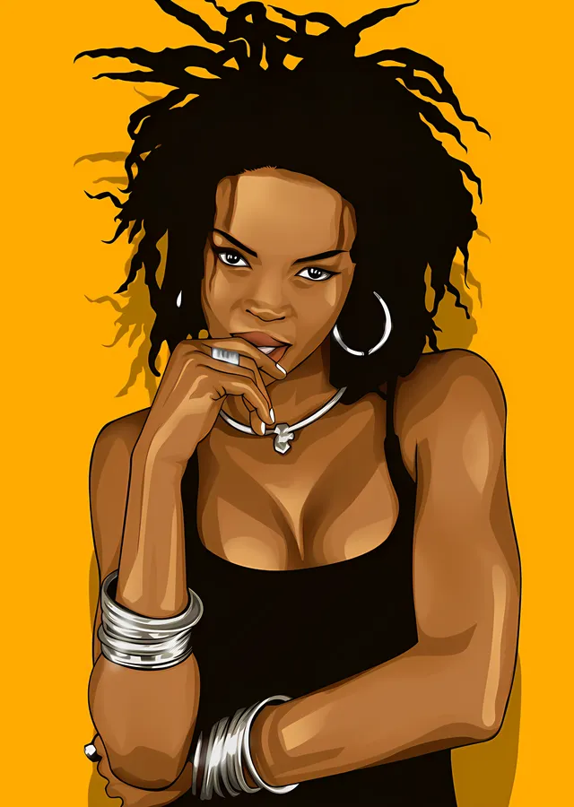 Lauryn Hill - Hardal Zeminde Çizim metal tablo
