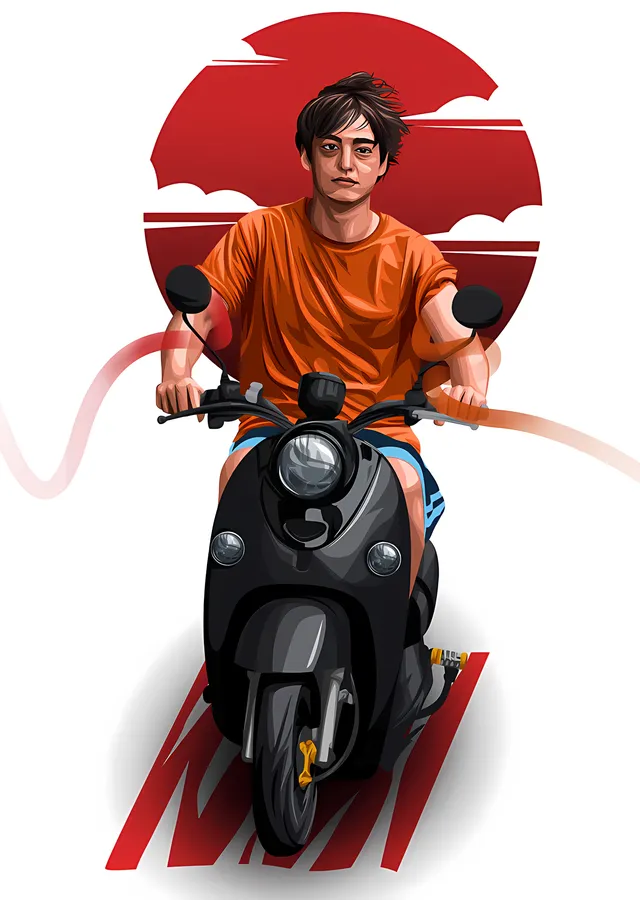 Joji - Kırmızı Güneşte Scooter metal tablo
