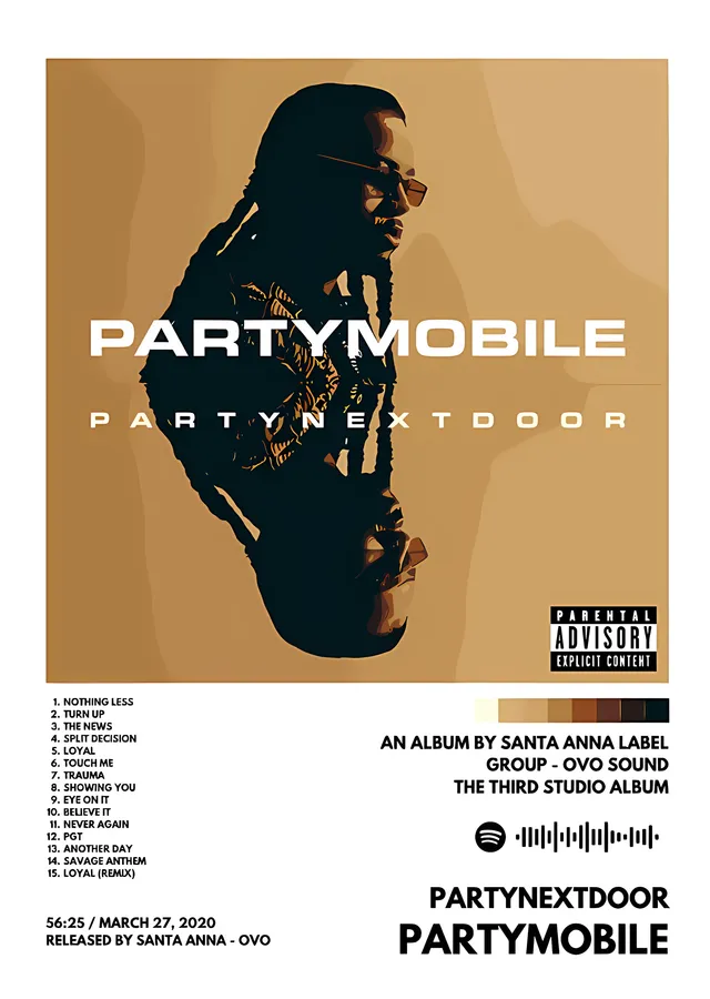 PARTYNEXTDOOR - Partymobile Künye Kartı metal tablo