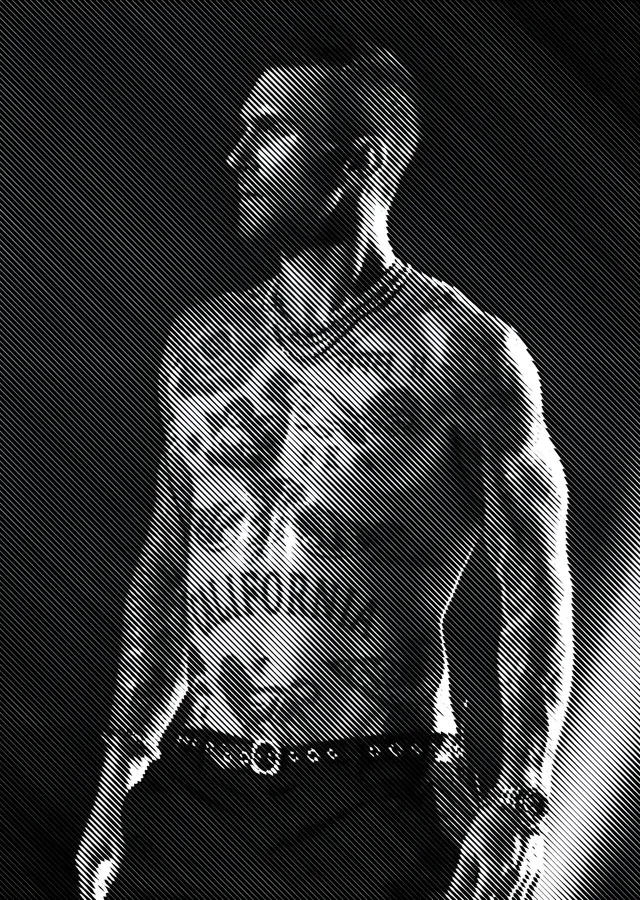 Adam Levine - Siyah Beyaz Dövme Detayı metal tablo