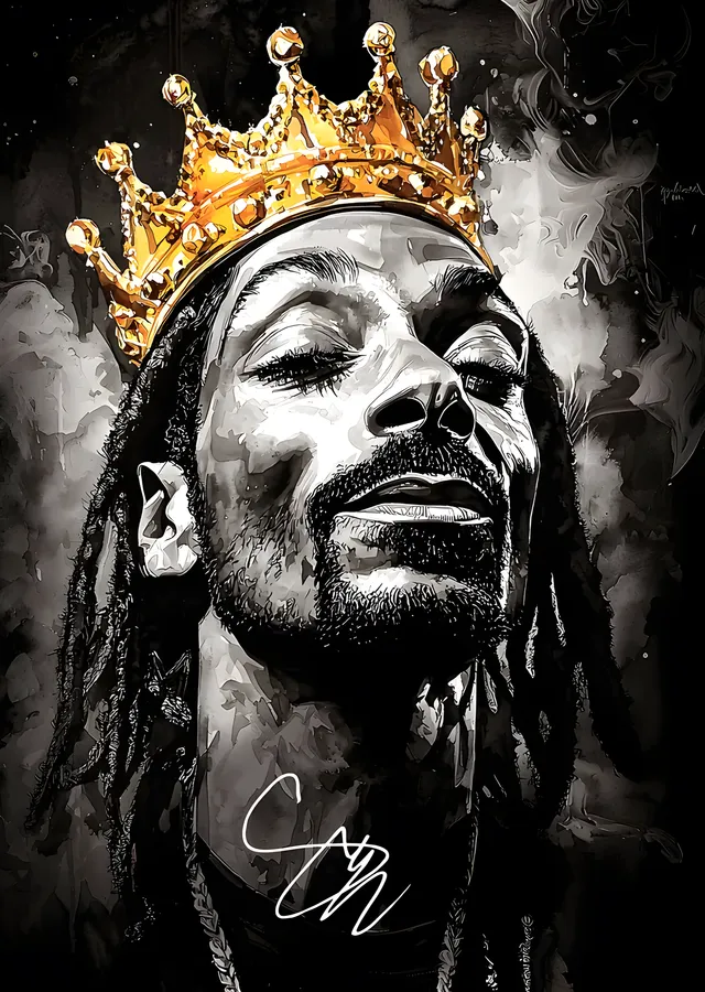 Snoop Dogg - Altın Taçlı Portre metal tablo